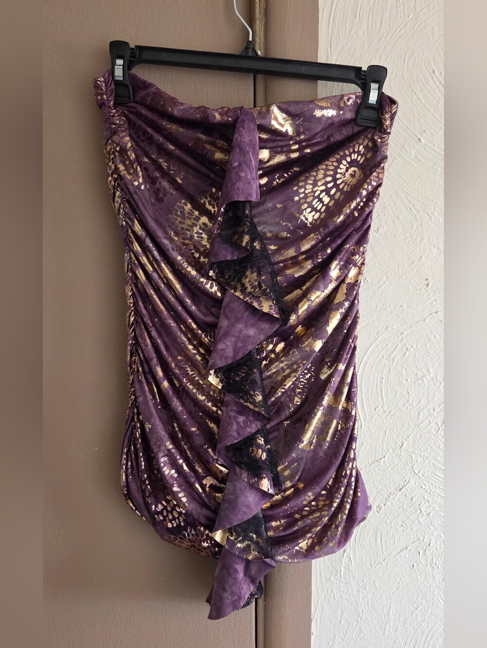 Purple And Gold Strapless Top Medium